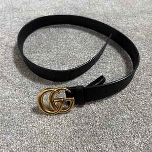 Gucci Black Belt with Gold GG Buckle